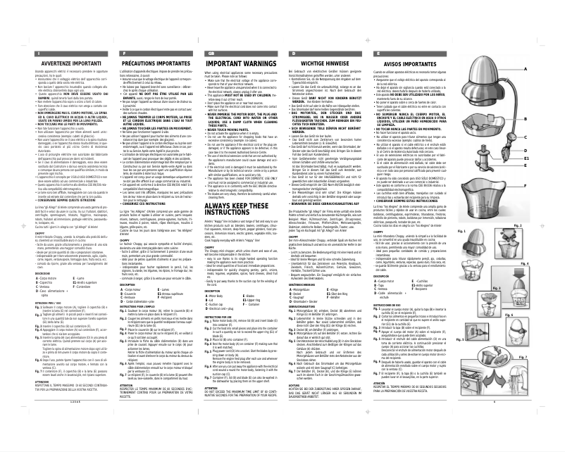 Page 1 de la notice Manuel utilisateur Ariete 1820