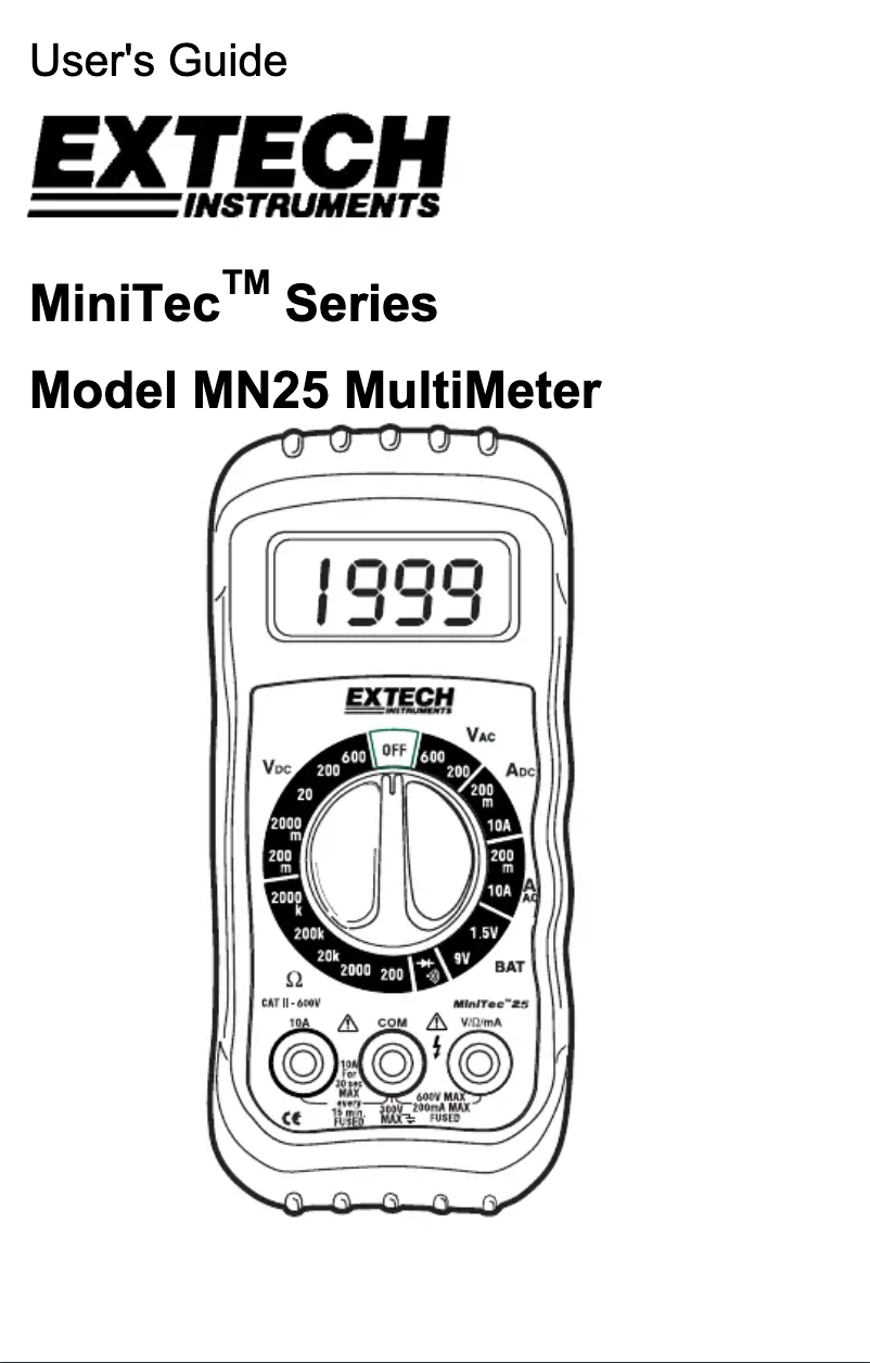 Imagen de la primera página del manual del dispositivo MN25