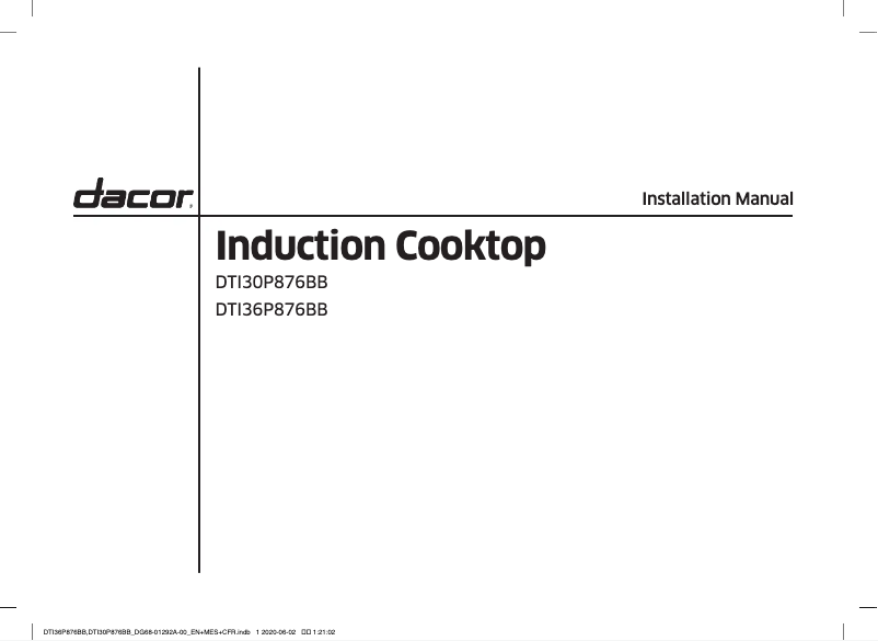 Page n°1 - Guide d'installation Dacor DTI30P876BB
