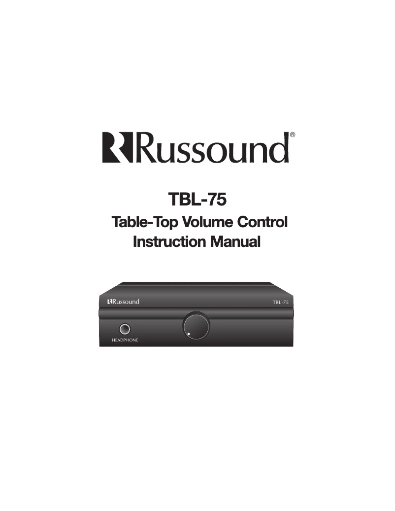 Page n°1 - Manuel utilisateur Russound TBL-75