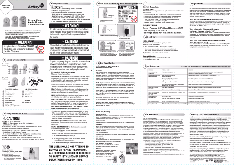 Image de la première page du manuel de l'appareil Crystal Clear