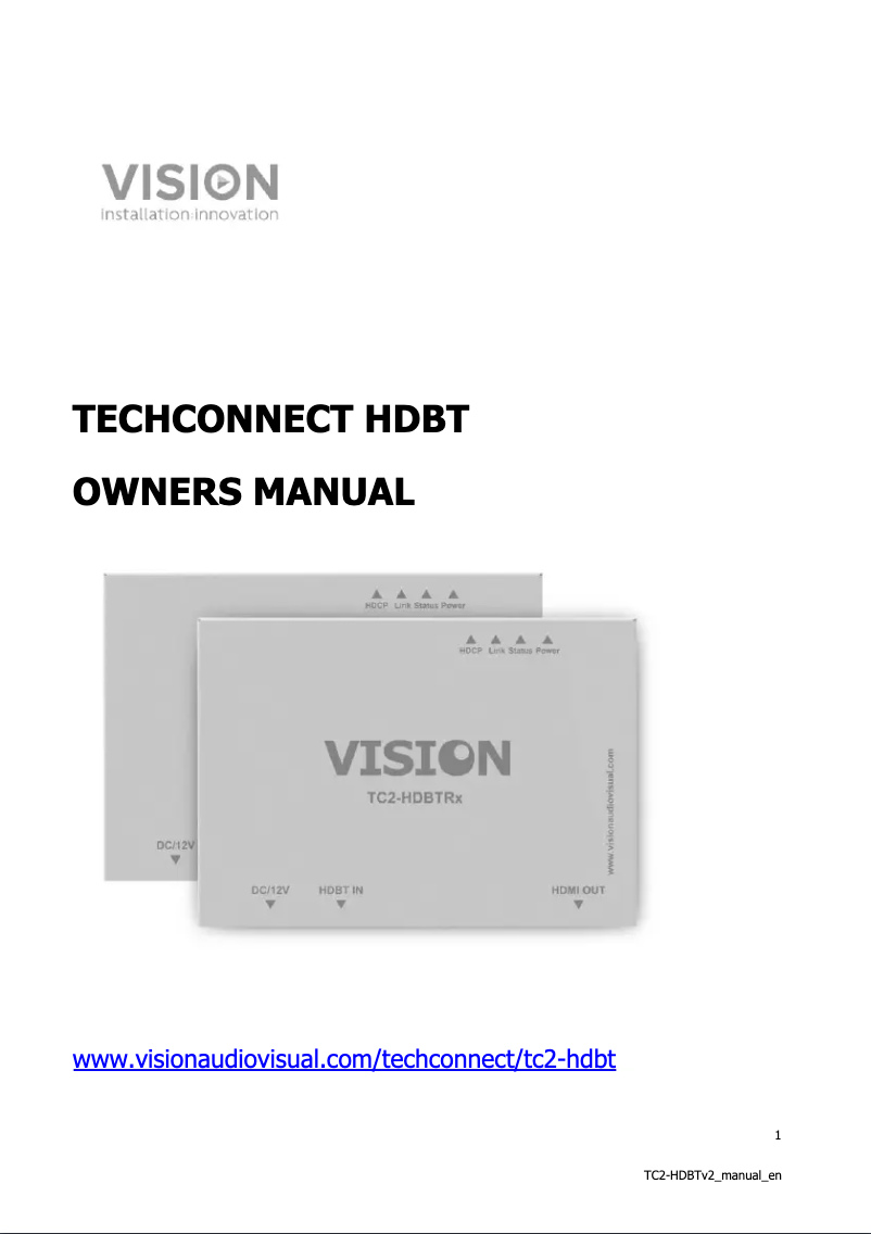 Página 1 del manual Manual de usuario Vision TC2-HDBTRX