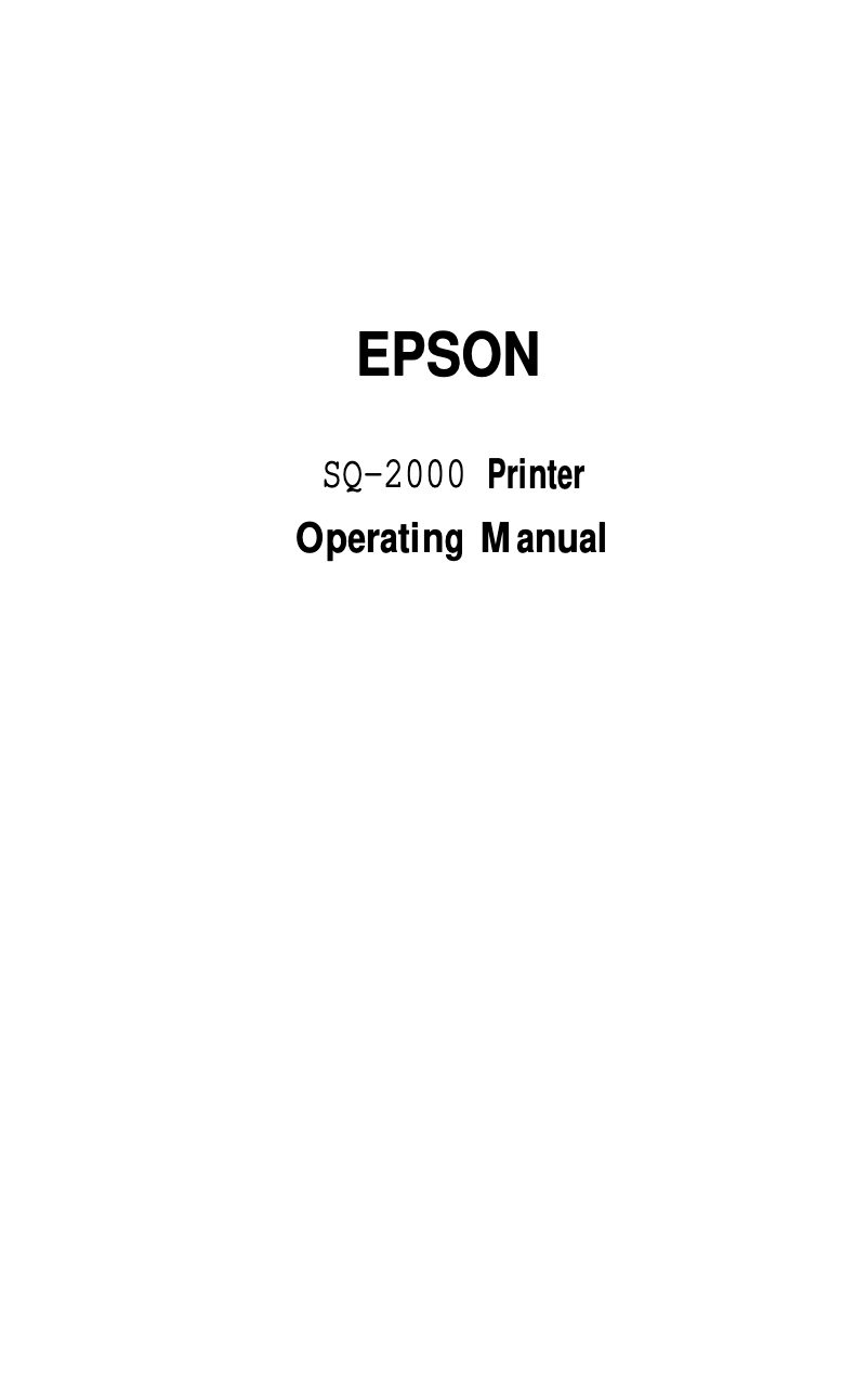 Page 1 de la notice Manuel utilisateur Epson SQ-2000