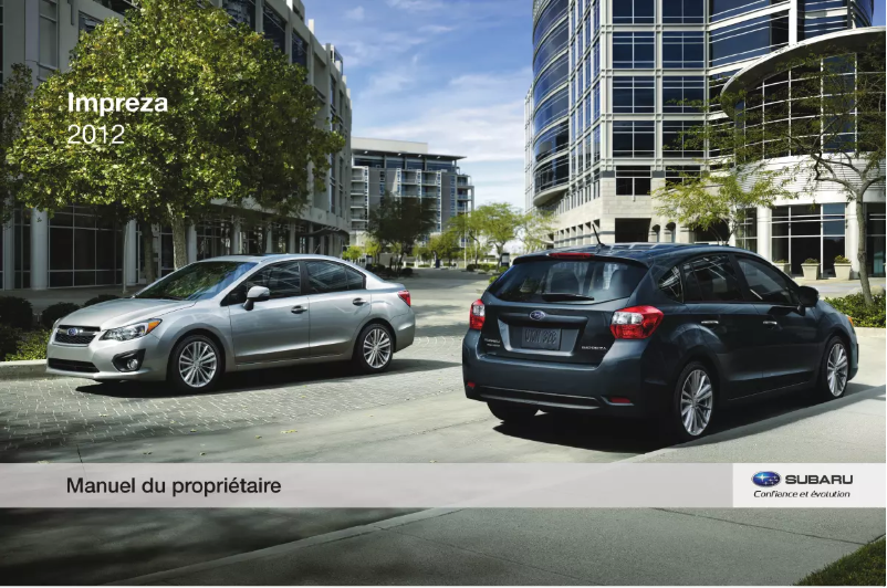 Image de la première page du manuel de l'appareil Impreza (2012)