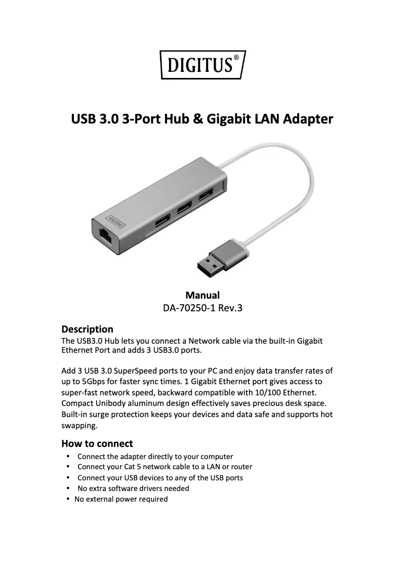Image de la première page du manuel de l'appareil DA-70250-1