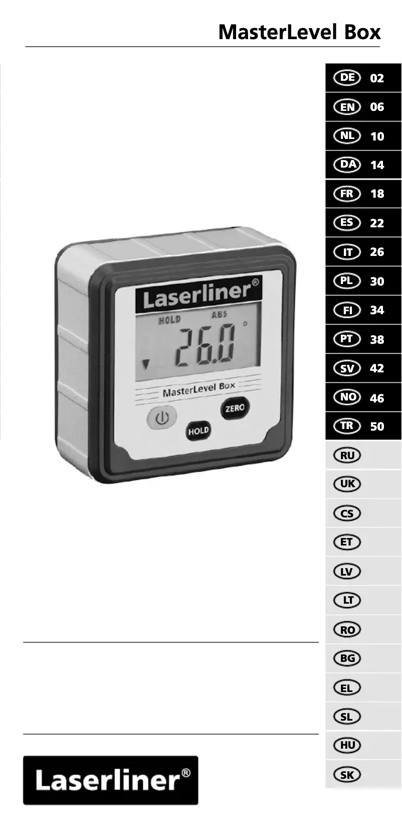Image de la première page du manuel de l'appareil MasterLevel Box