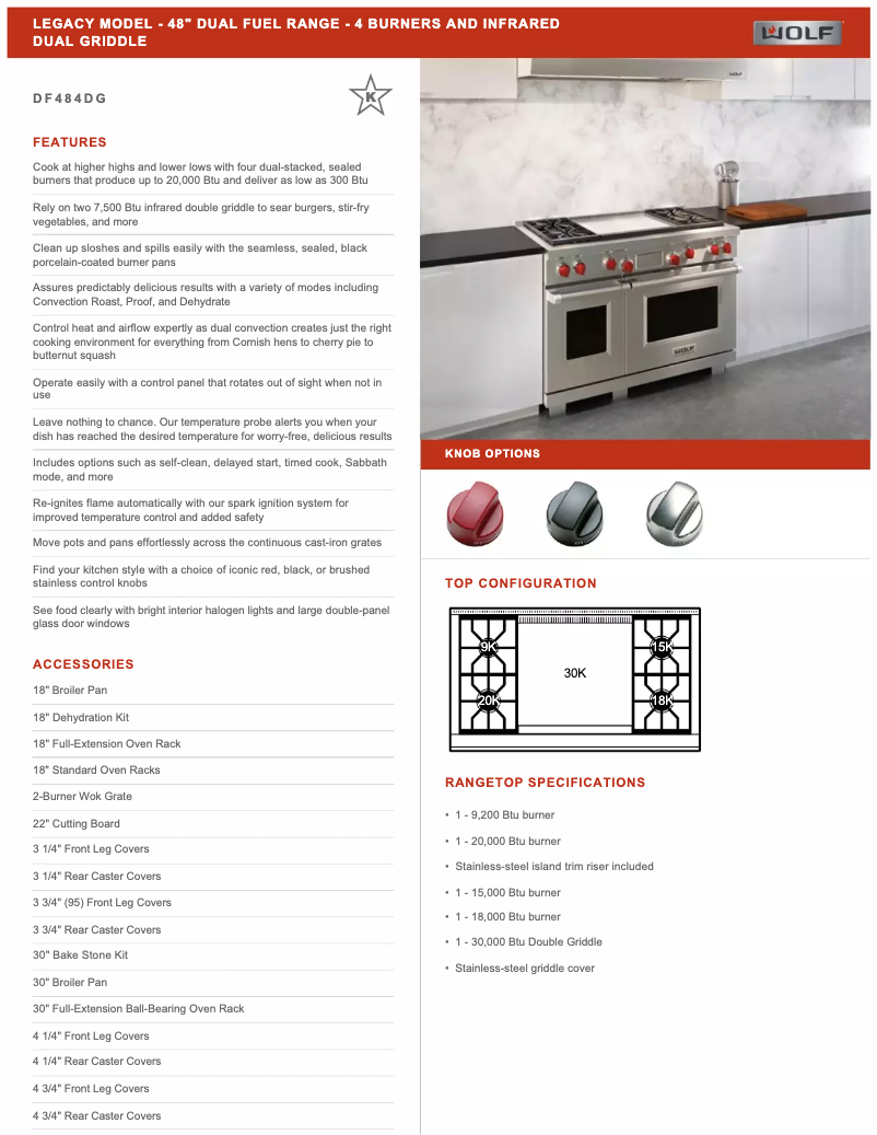 Page 1 de la notice Manuel utilisateur Wolf DF484DG