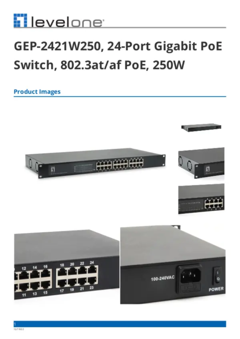 Page n°1 - Manuel utilisateur LevelOne GEP-2421W250