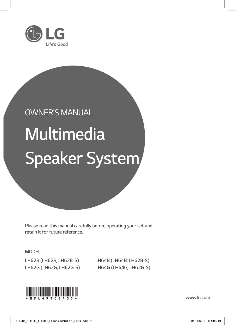 Image de la première page du manuel de l'appareil LH62B