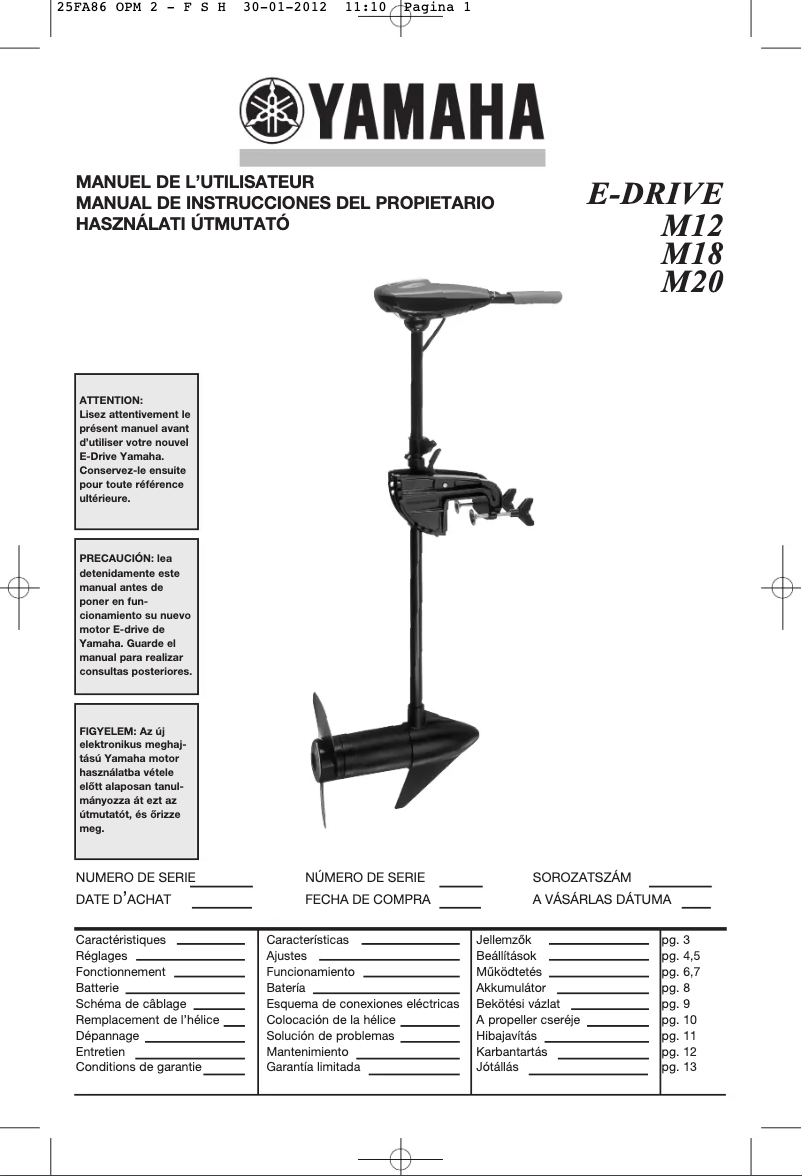 Page 1 de la notice Manuel utilisateur Yamaha M26 (2019)