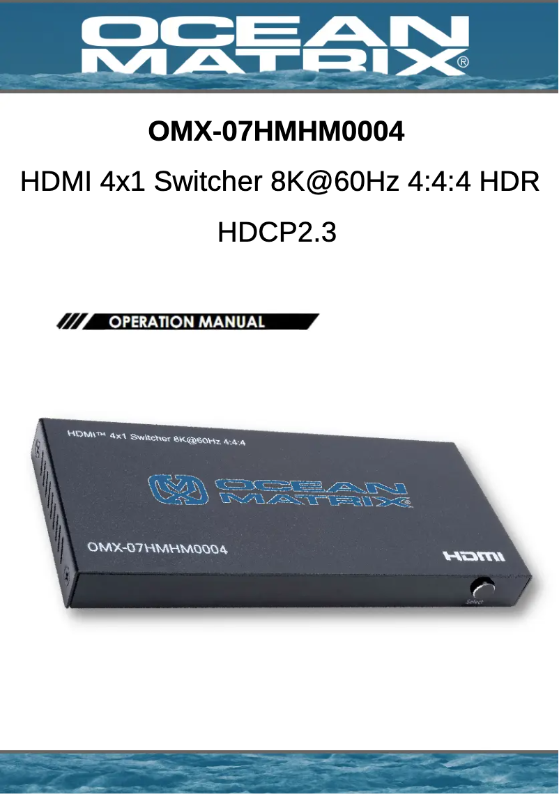 Page n°1 - Manuel utilisateur Ocean Matrix OMX-07HMHM0004