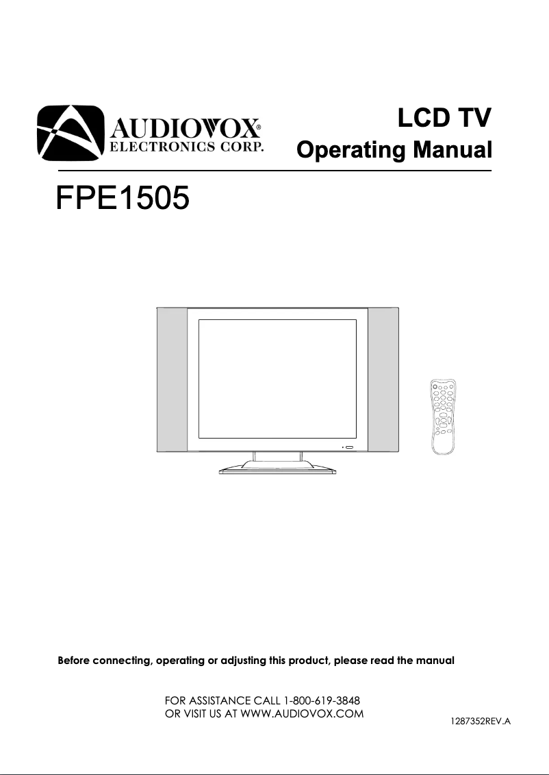 Page n°1 - Manuel utilisateur VOXX FPE1505