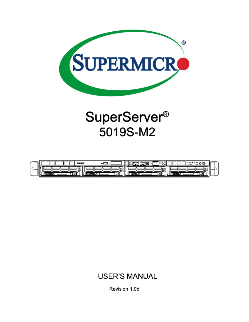 Image de la première page du manuel de l'appareil SuperServer 5019S-M2