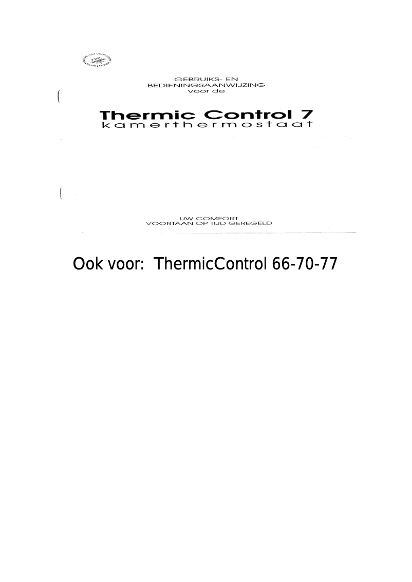Page 1 de la notice Manuel utilisateur Amfra Thermic Control 66