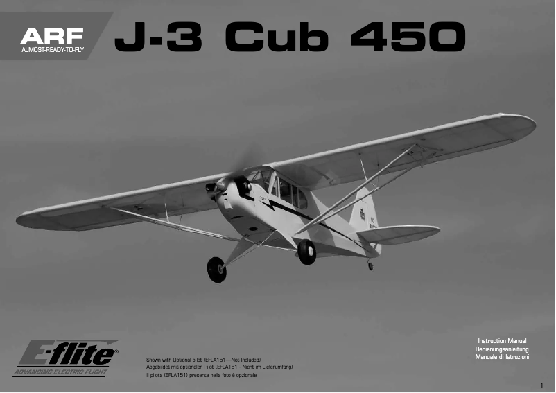 Page 1 de la notice Manuel utilisateur E-flite J-3 Cub 450