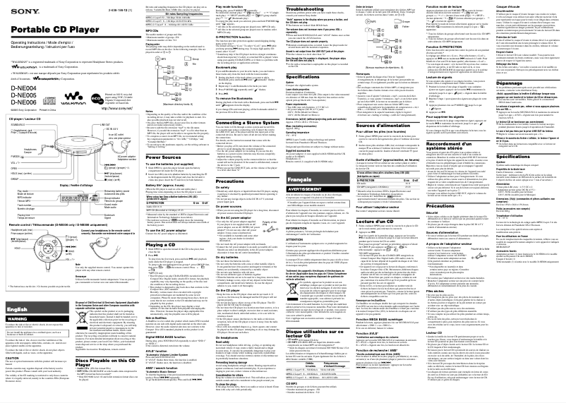 Page n°1 - Manuel utilisateur Sony D-NE006