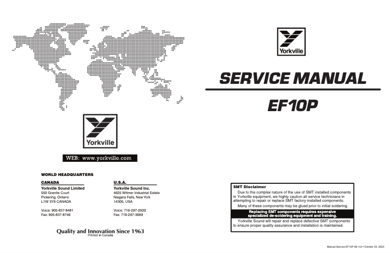 Page n°1 - Manuel utilisateur Yorkville Elite EF10P