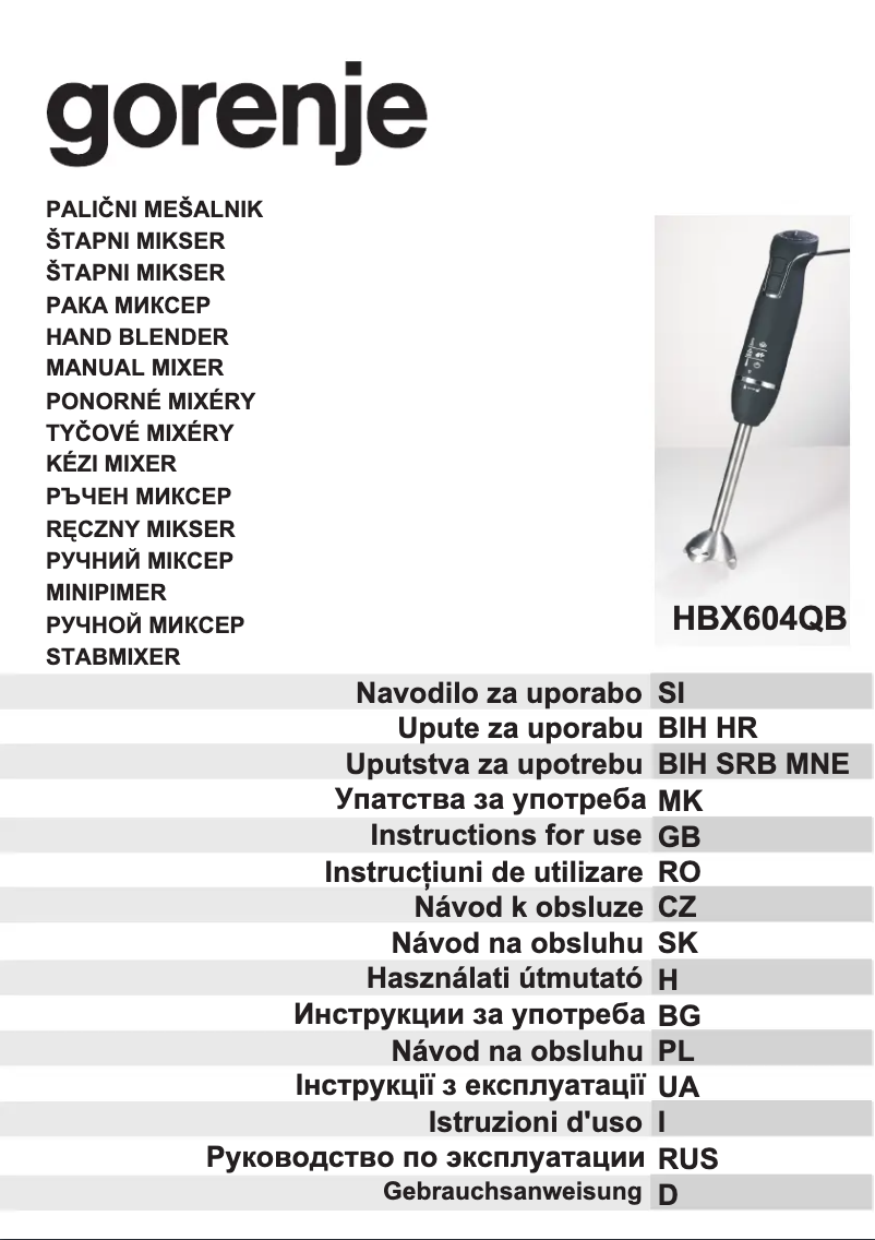 Page 1 de la notice Manuel utilisateur Gorenje HBX604QB