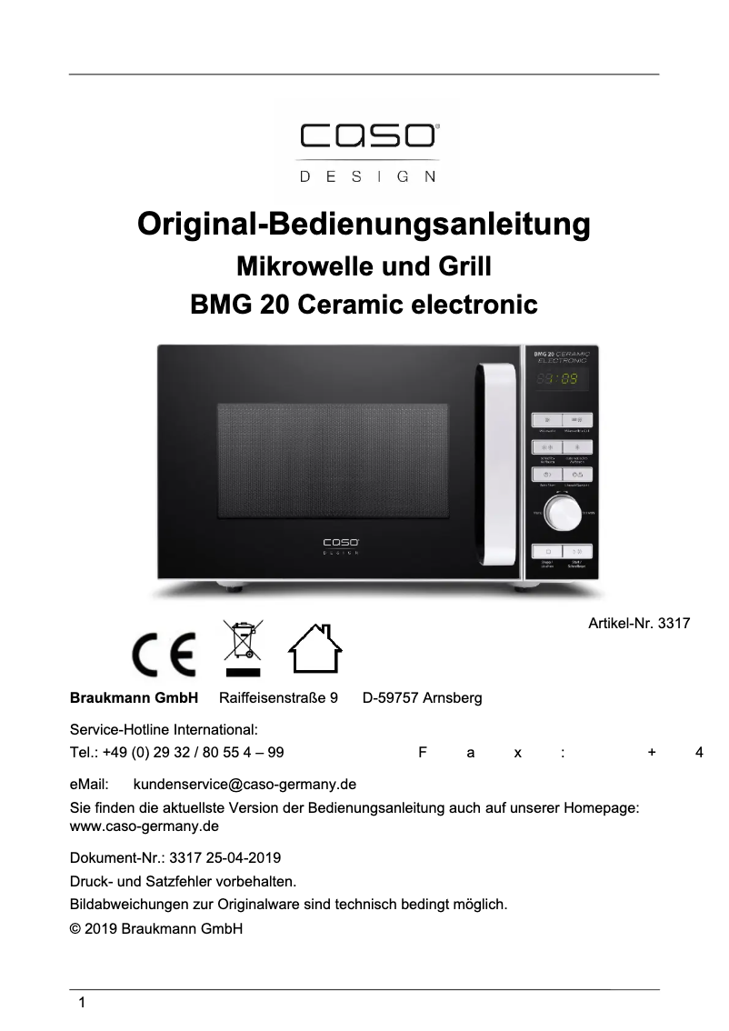 Imagen de la primera página del manual del dispositivo BMG 20