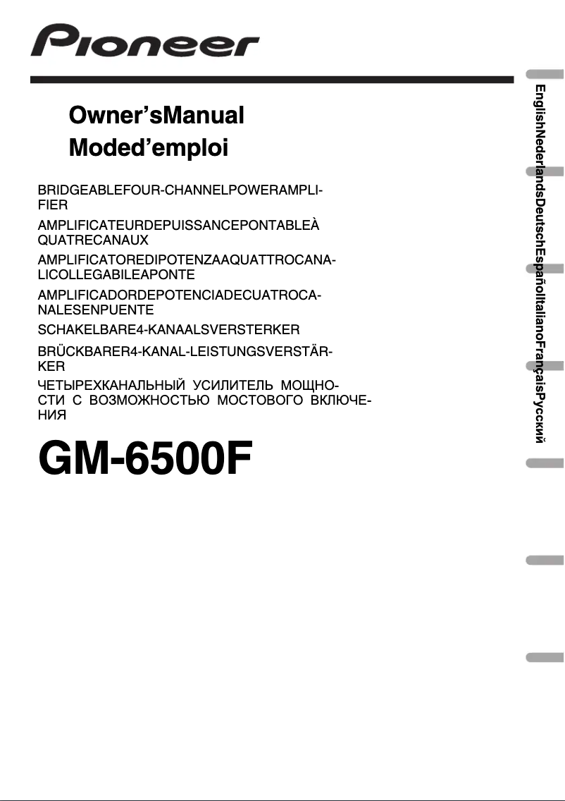 Page 1 de la notice Manuel utilisateur Pioneer GM-6500F