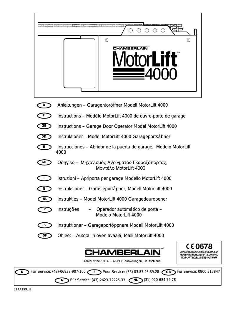 Page n°1 - Manuel utilisateur Chamberlain MotorLift 4000