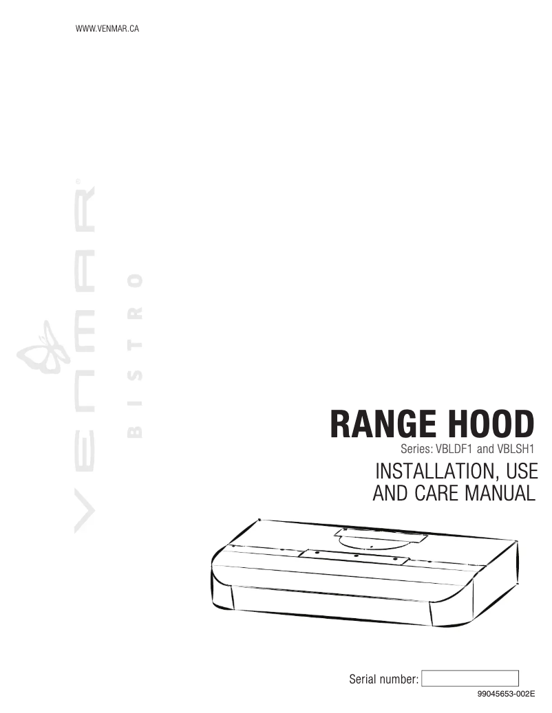 Page 1 de la notice Guide d'installation Venmar Bistro VBLDF130SS