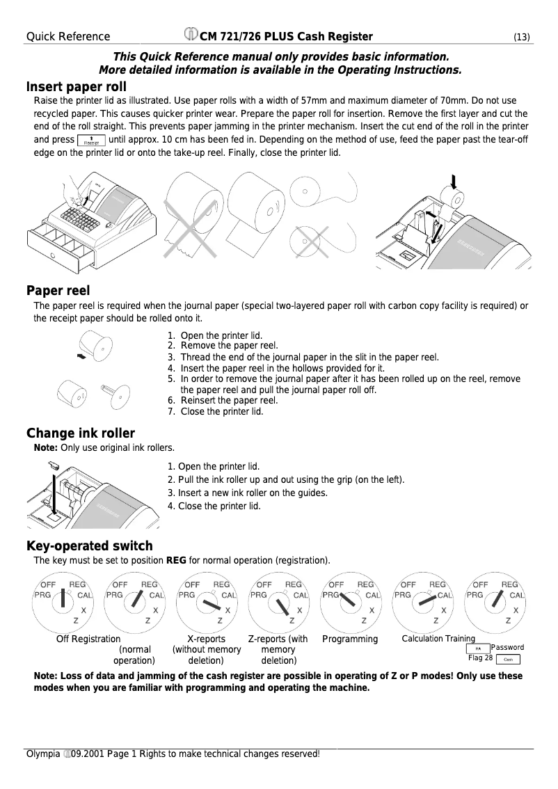 Page n°1 - Manuel utilisateur Olympia CM 726 Plus