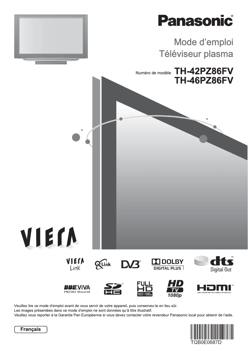 Image de la première page du manuel de l'appareil TH-46PZ86FV