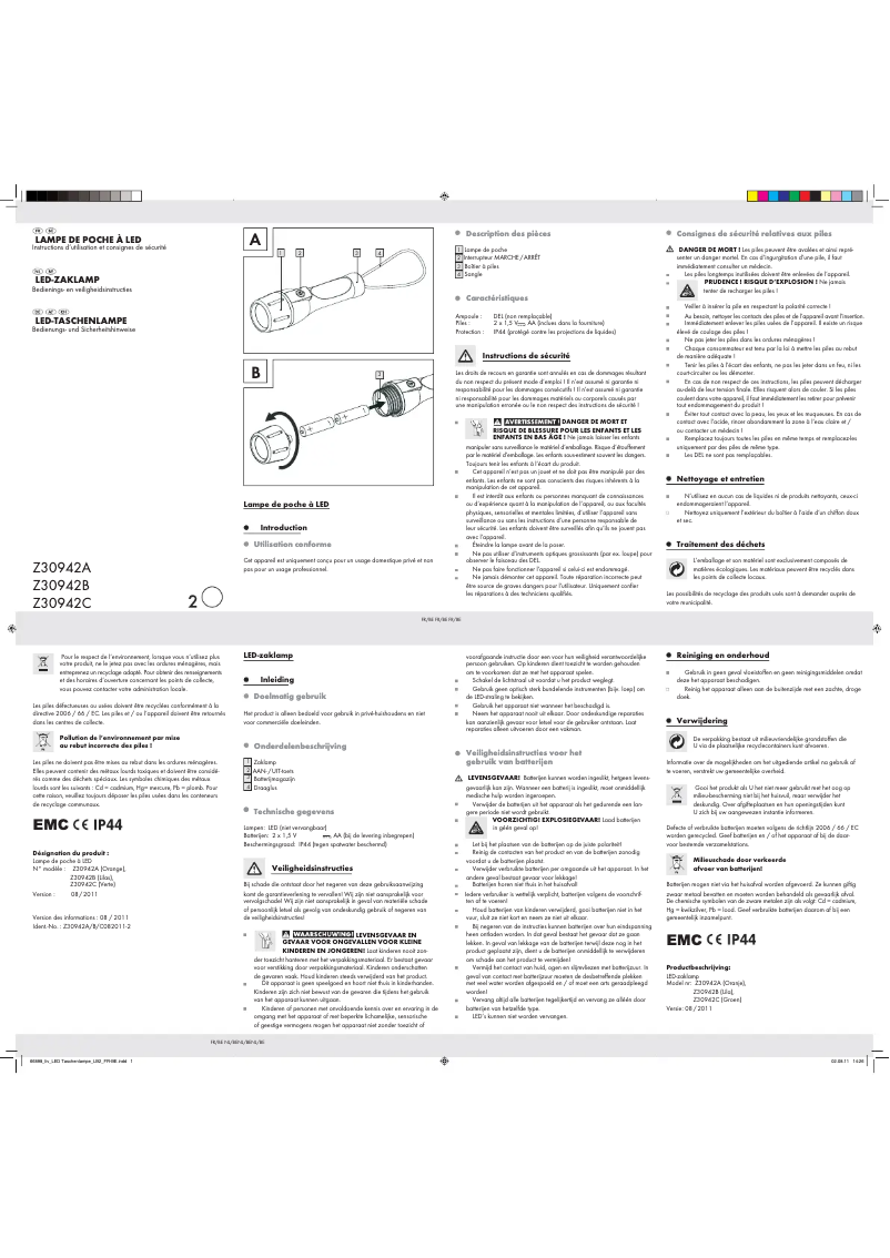 Page 1 de la notice Manuel utilisateur Livarno Lux IAN 66898