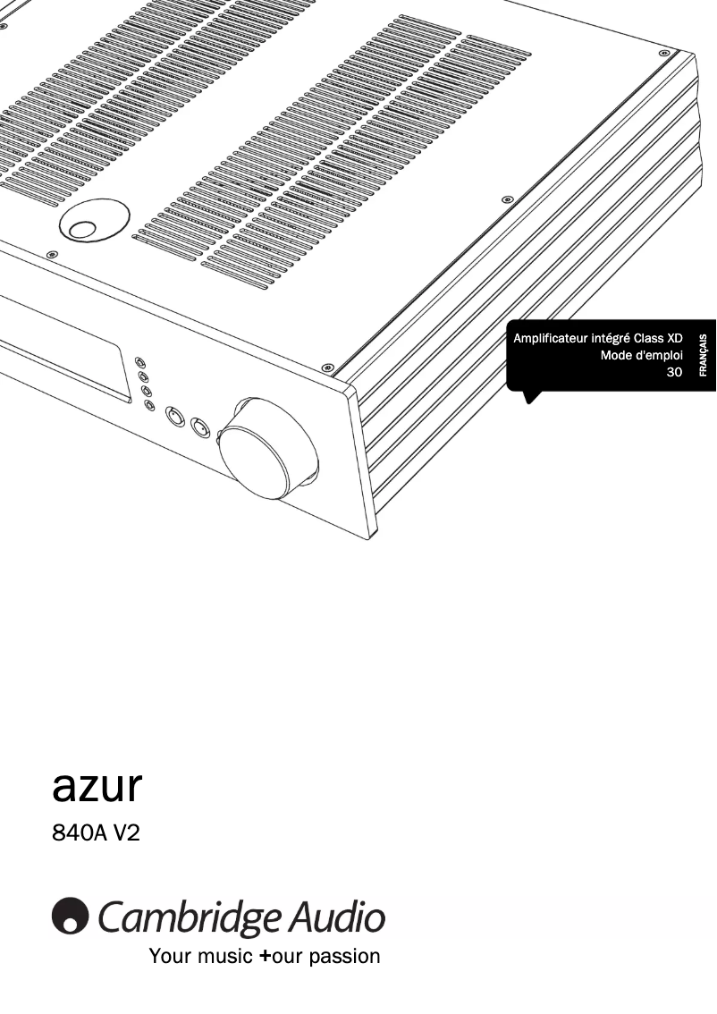 Page 1 de la notice Manuel utilisateur Cambridge Azur 840A