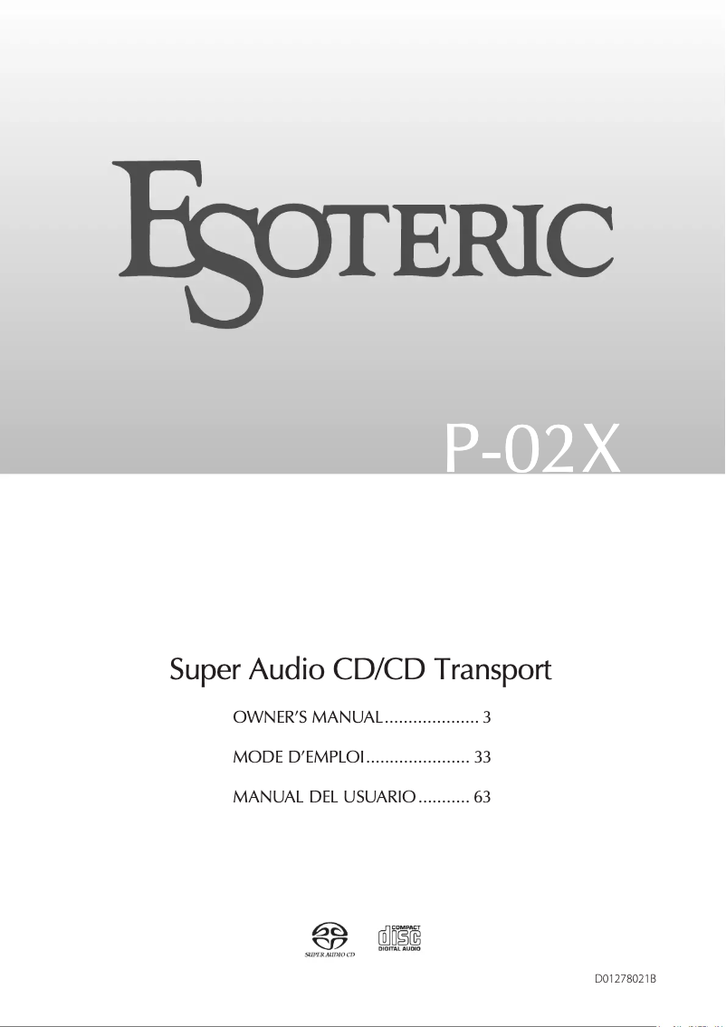 Page 1 de la notice Manuel utilisateur Esoteric P-02X