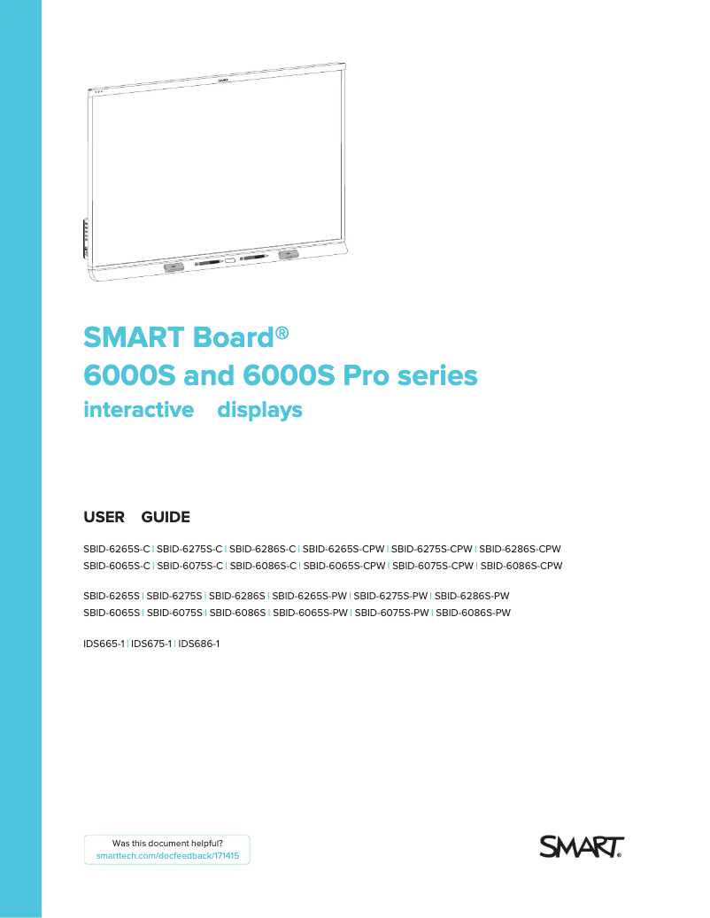 Page n°1 - Manuel utilisateur SMART Technologies SBID-6265S-C