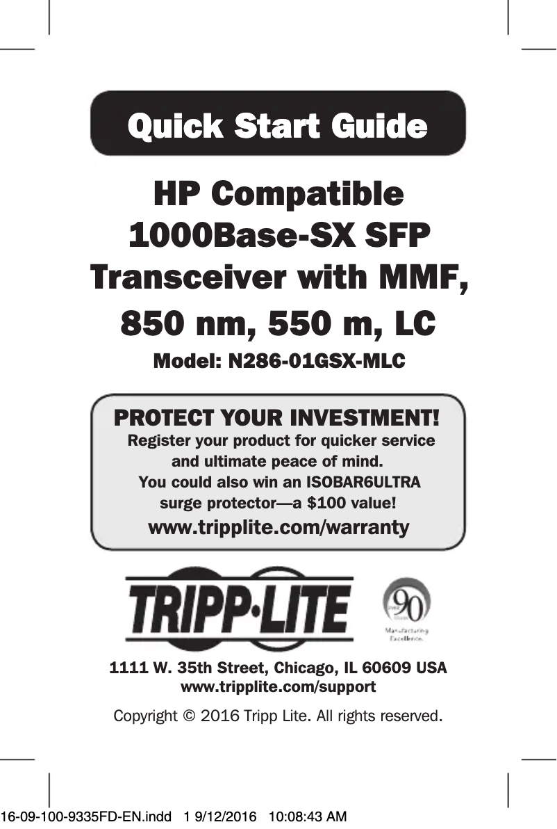 Page n°1 - Manuel utilisateur Tripp Lite N286-01GSX-MLC