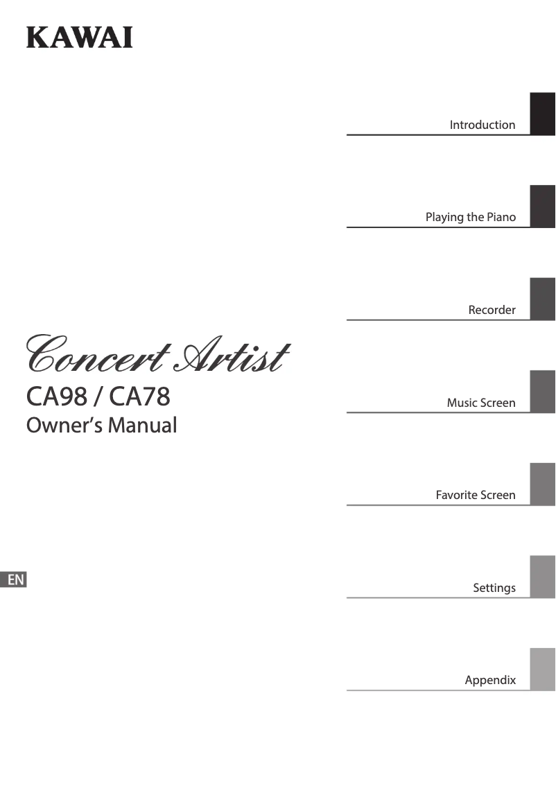 Page 1 de la notice Manuel utilisateur Kawai CA98