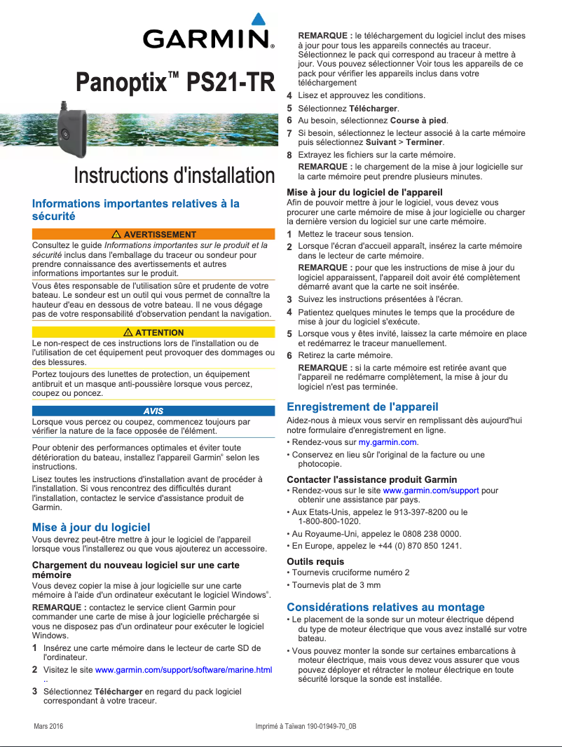 Page n°1 - Manuel utilisateur Garmin Panoptix PS21-TR