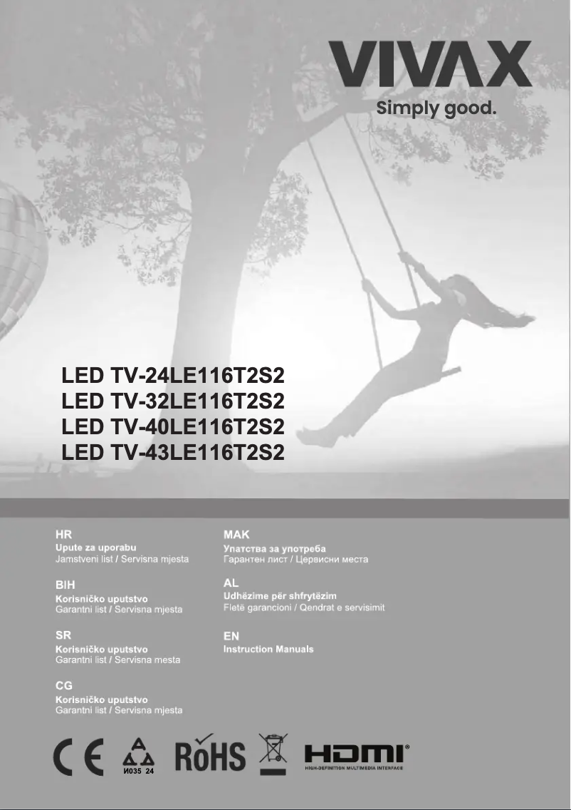 Page n°1 - Manuel utilisateur Vivax TV-32LE1162T2S2