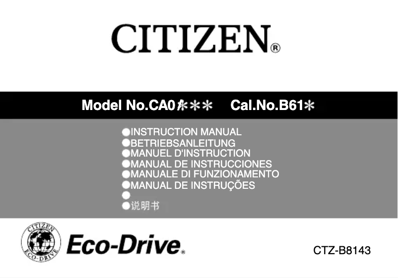 Page n°1 - Manuel utilisateur Citizen Eco-Drive CA075053E