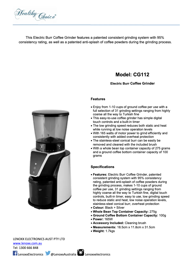 Image de la première page du manuel de l'appareil CG112