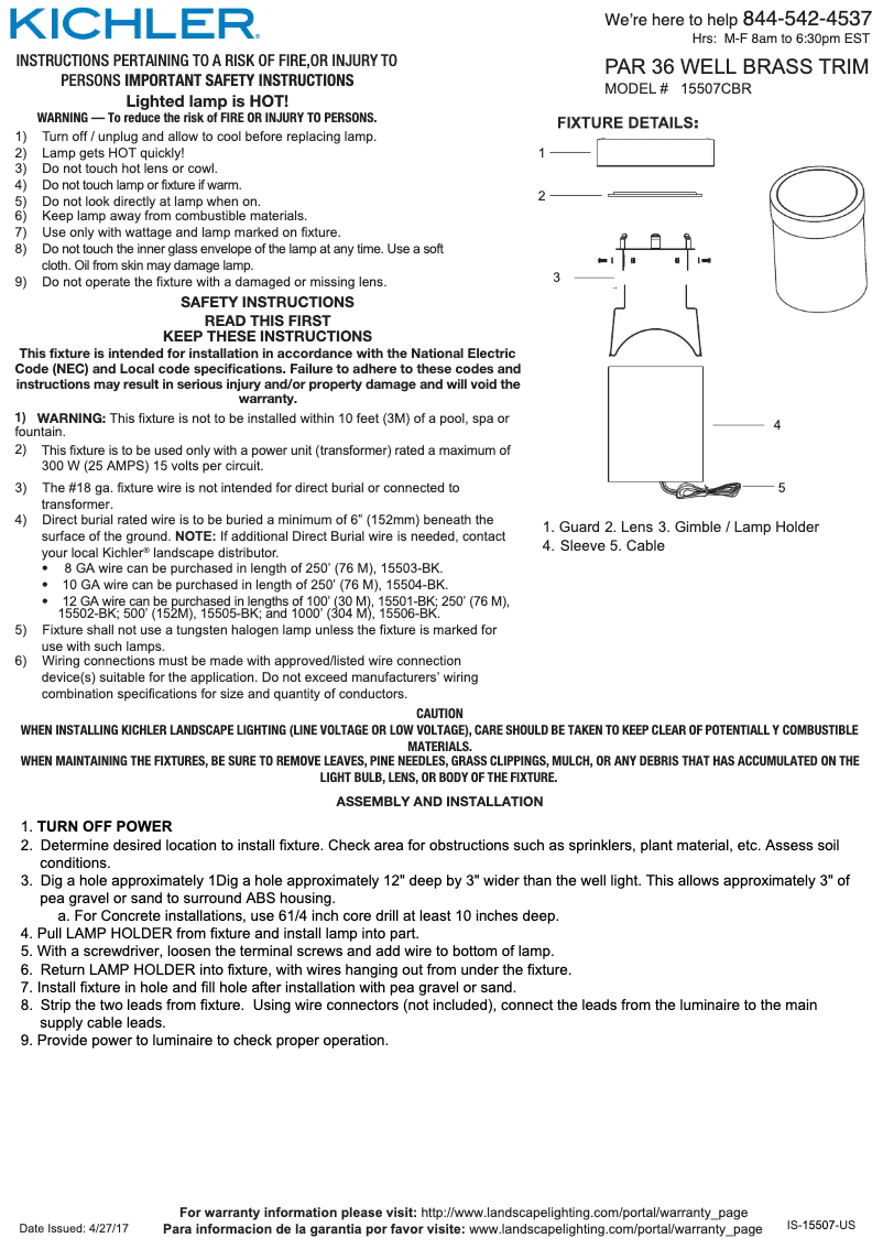 Page n°1 - Manuel utilisateur Kichler 15507CBR