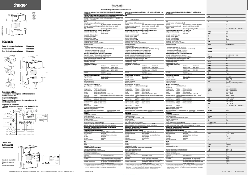 Page 1 de la notice Manuel utilisateur Hager ECA380D