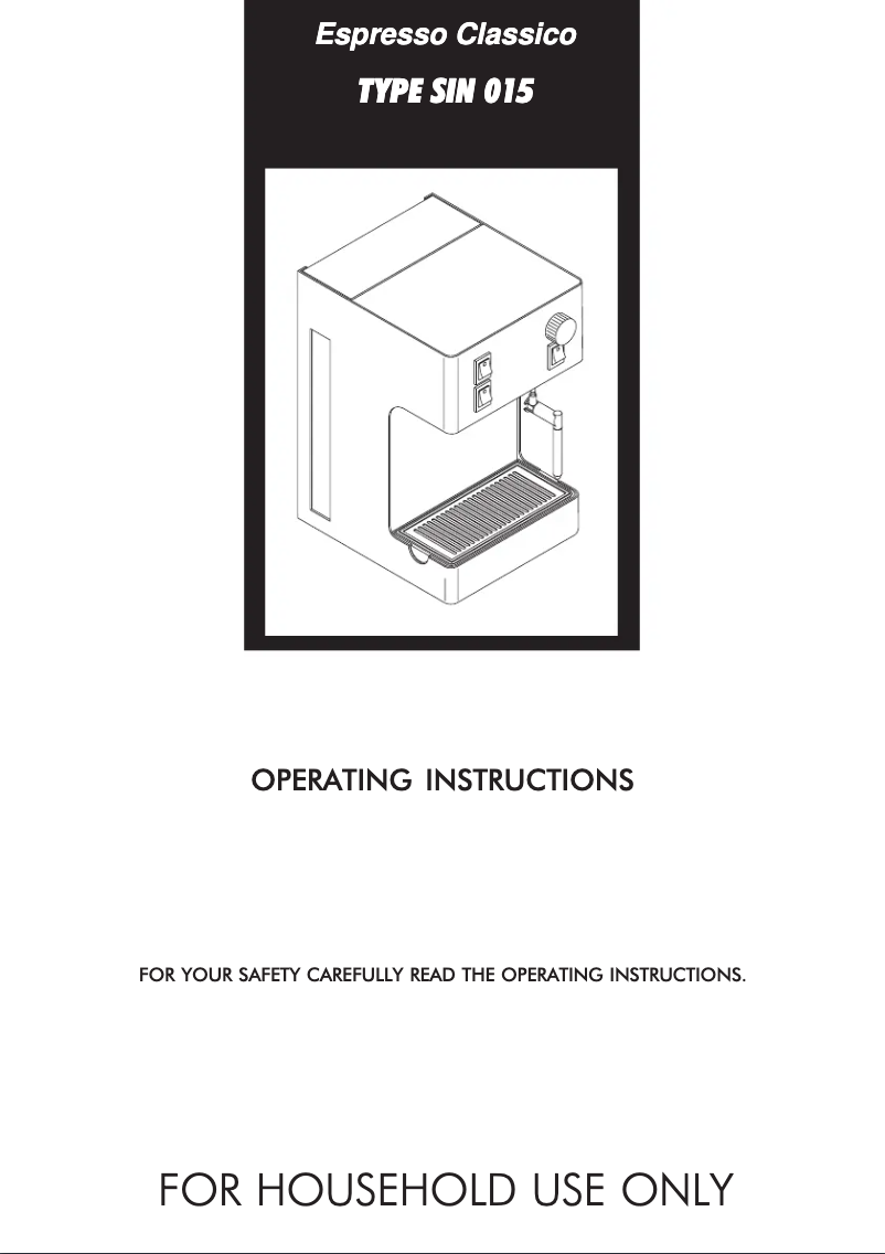 Page n°1 - Manuel utilisateur Philips Saeco Espresso Classico SIN015