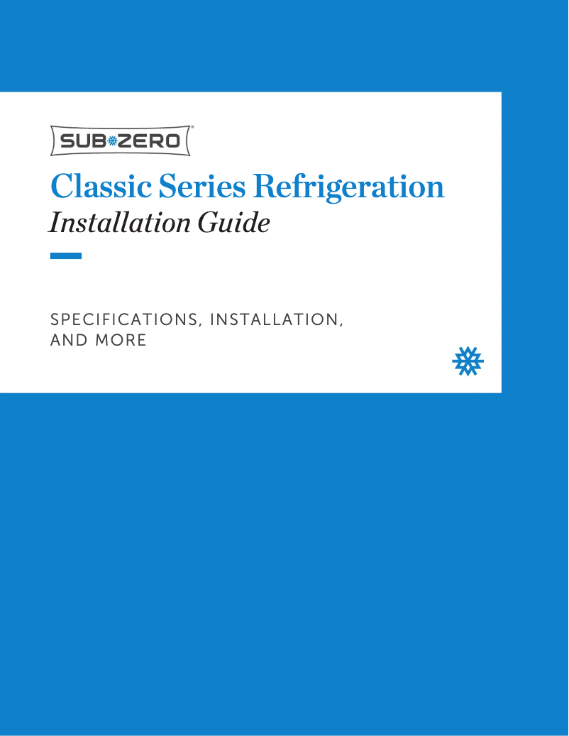 Page n°1 - Guide d'installation Sub-Zero CL3650UFD/O
