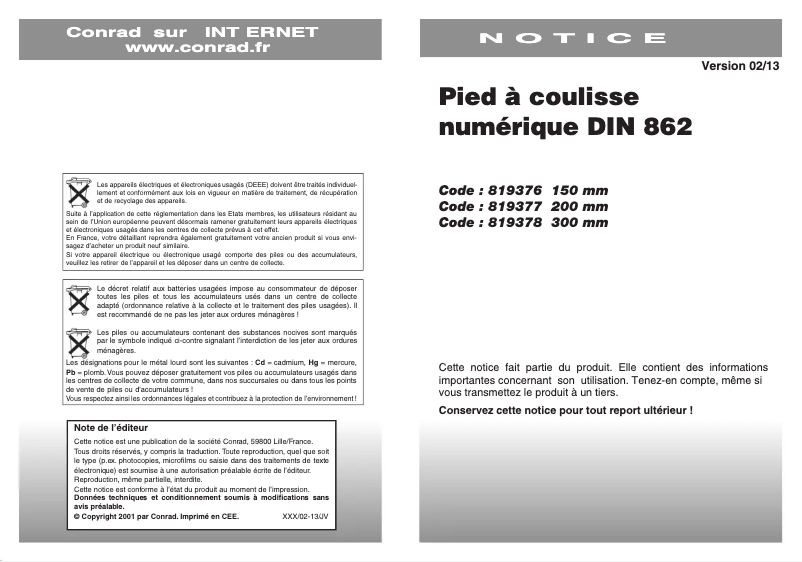 Image de la première page du manuel de l'appareil 2211218