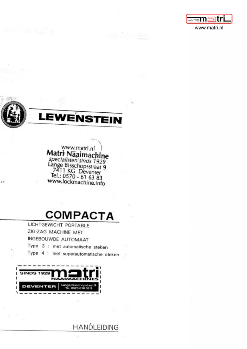 Page 1 de la notice Manuel utilisateur Lewenstein Compacta 4