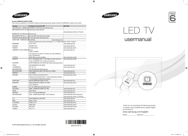 Page n°1 - Manuel utilisateur Samsung UE40F6510SS