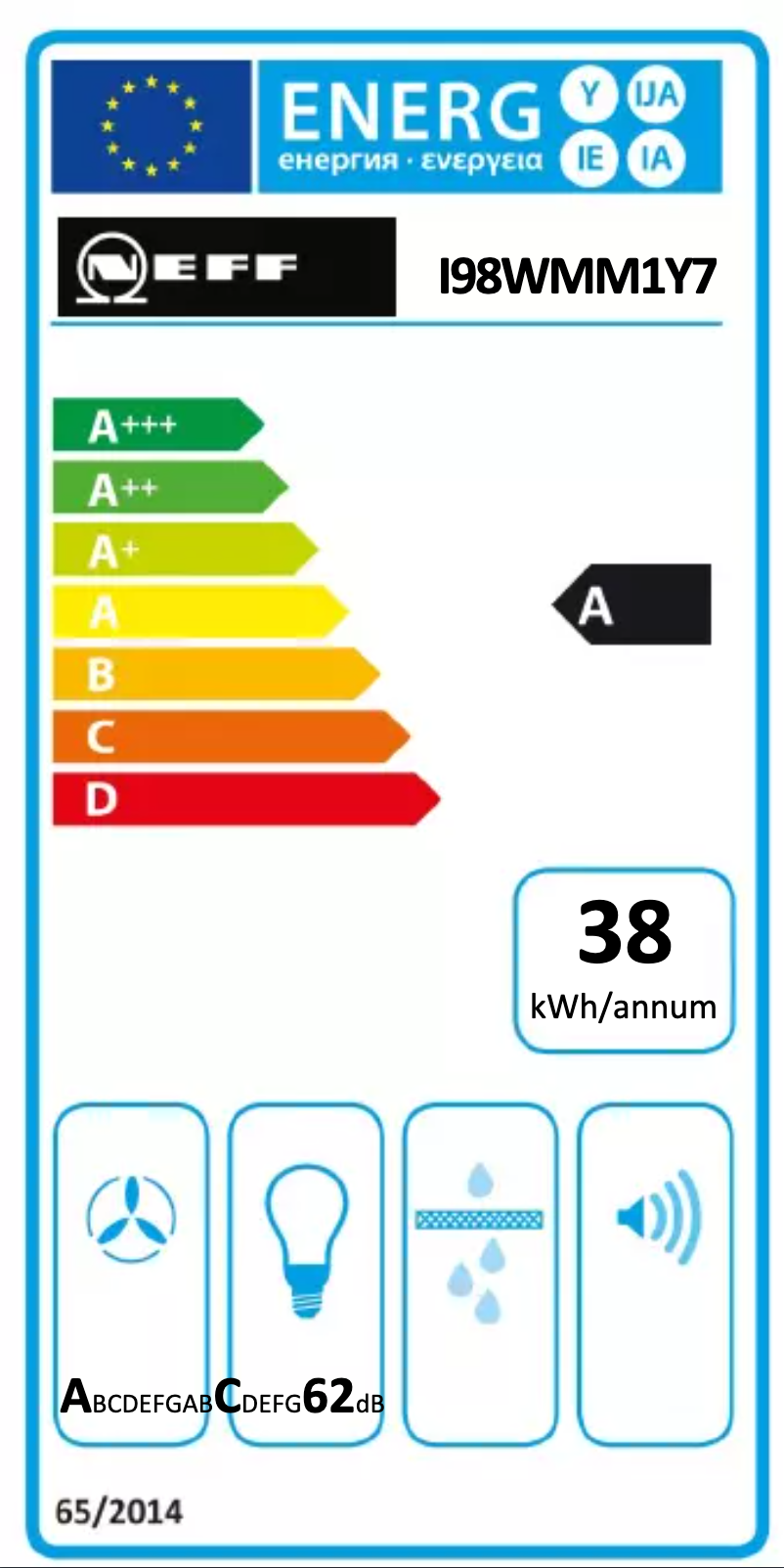 Page 1 de la notice Label énergétique Neff I98WMM1Y7
