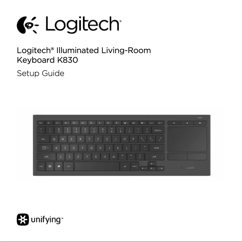 Page 1 de la notice Manuel utilisateur Logitech Illuminated Living-Room Keyboard K830