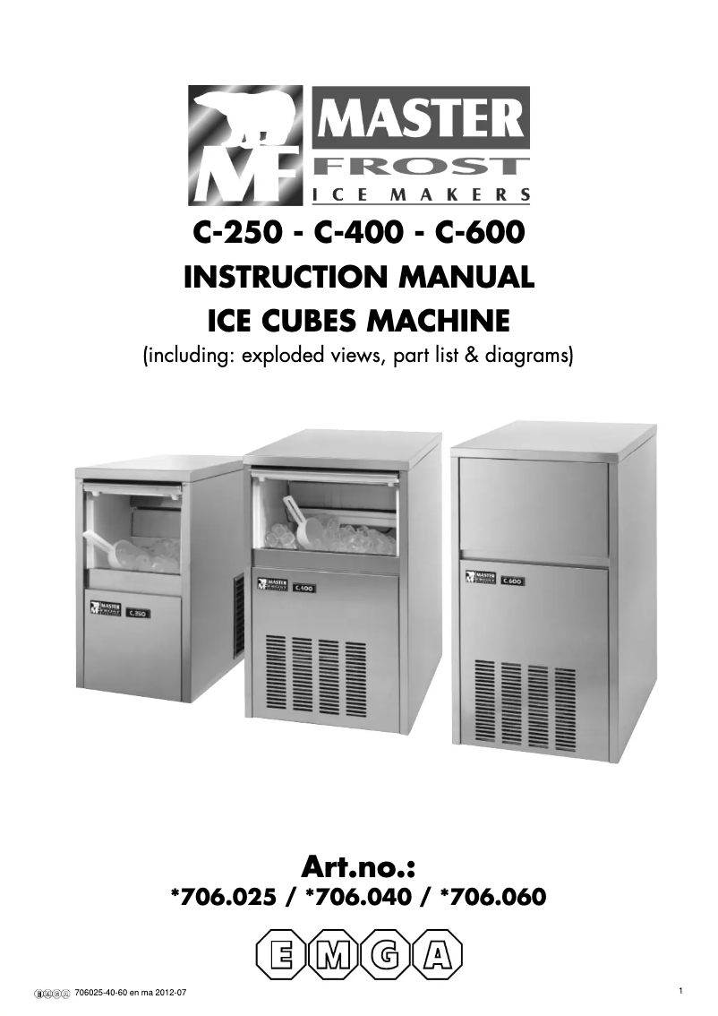 Page n°1 - Manuel utilisateur MasterFrost C-400