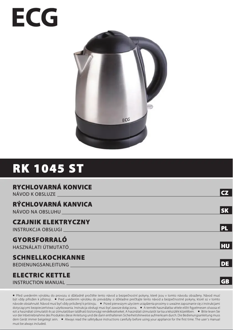 Page n°1 - Manuel utilisateur ECG RK 1045 ST