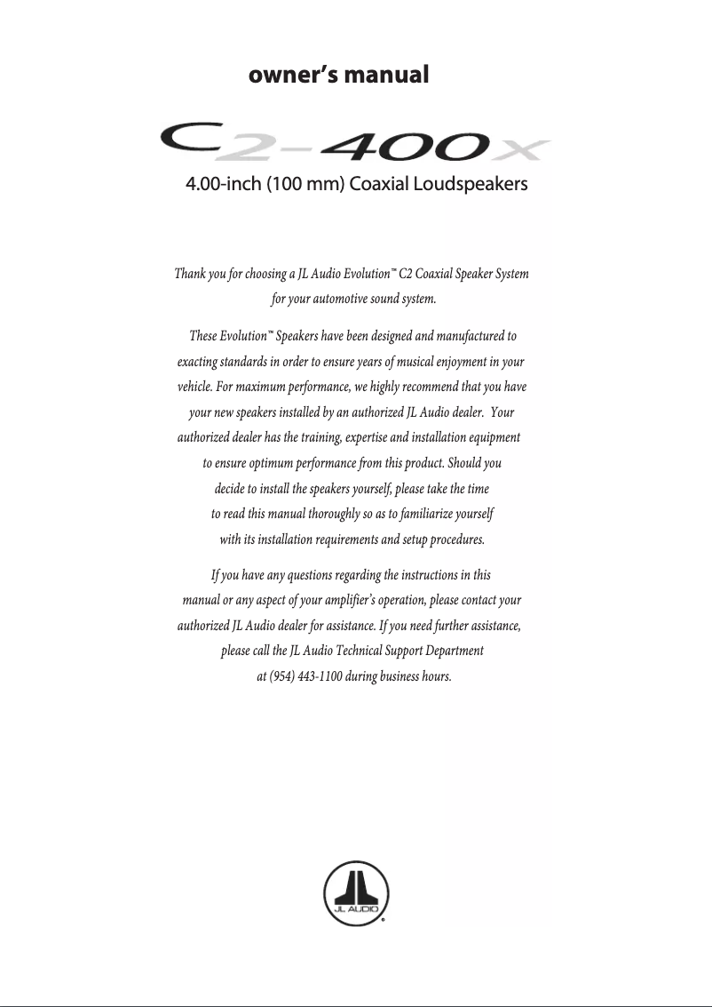 Página 1 del manual Manual de usuario JL Audio C2-400X